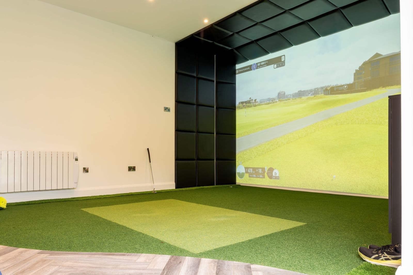 Bespoke golf simulator room exterior in a Swords garden