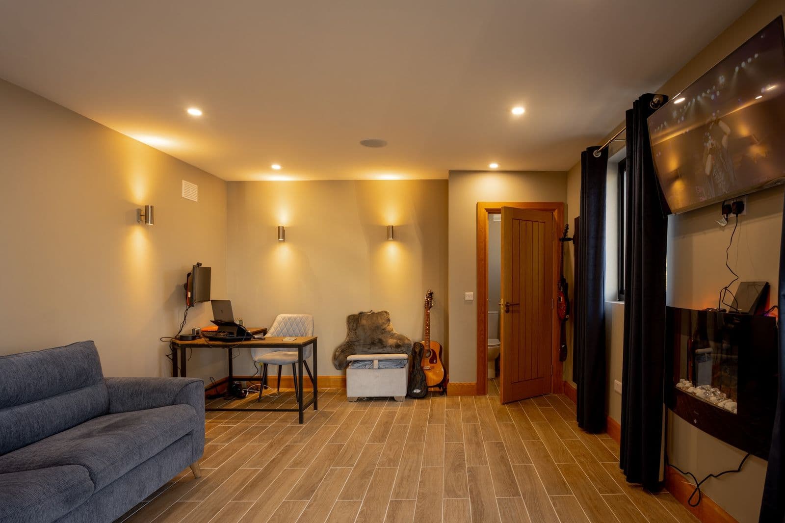 Warm insulated garden room interior in Dunleer used as an office and playroom