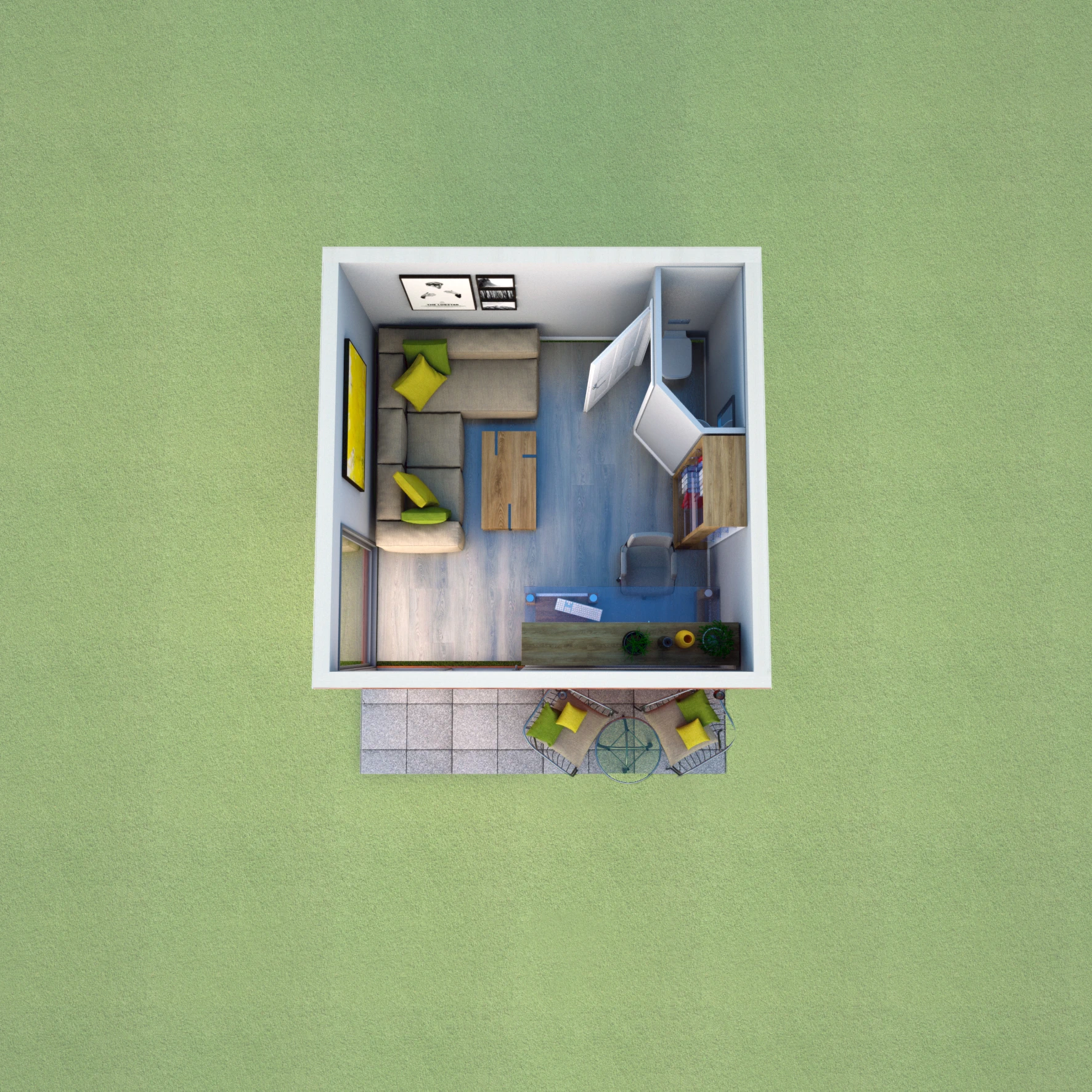 garden room office with bathroom